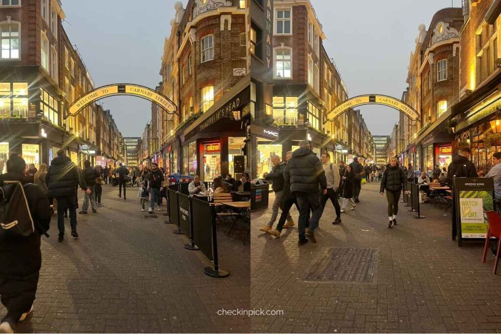 A vibrant night view of Carnaby Street in Soho