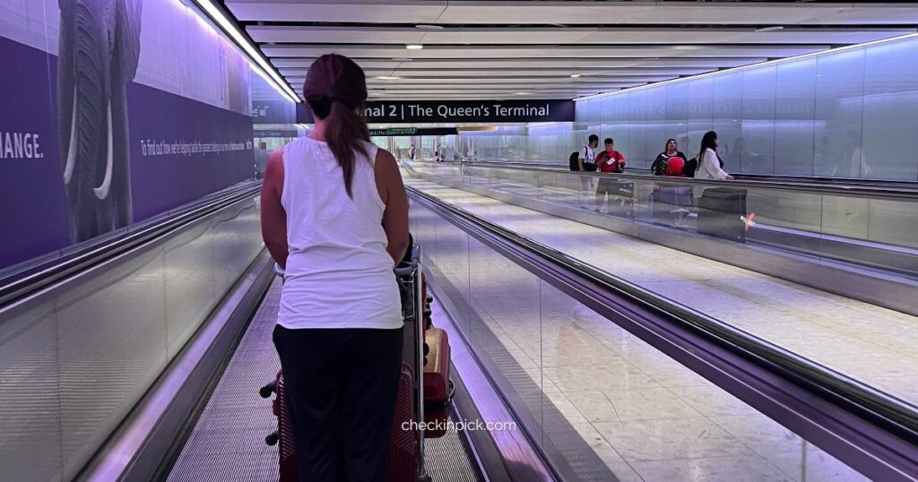 London Airports Guide showing Pedestrian walkway connecting Heathrow Terminal 2 to the train station