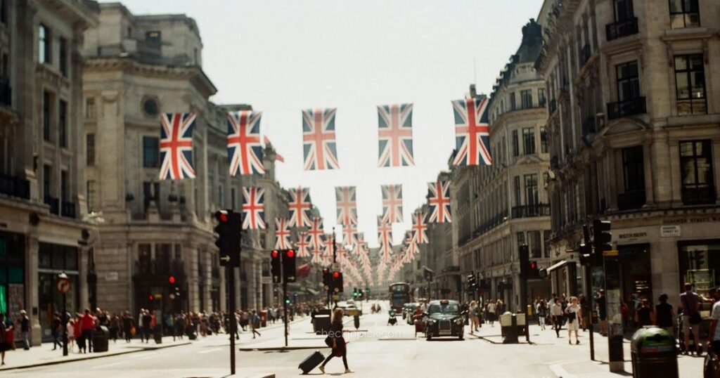 Visitors walking through central London
