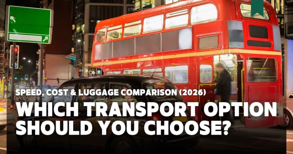 A summary checklist graphic helping tourists choose the best transport option from Heathrow to Central London