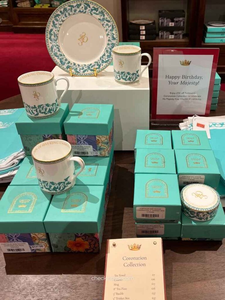 Royal Coronation Collection tea mugs and china at Fortnum & Mason London
