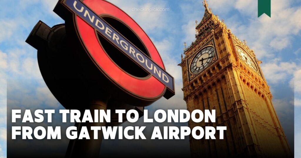 A promotional graphic for budget train options from Gatwick Airport