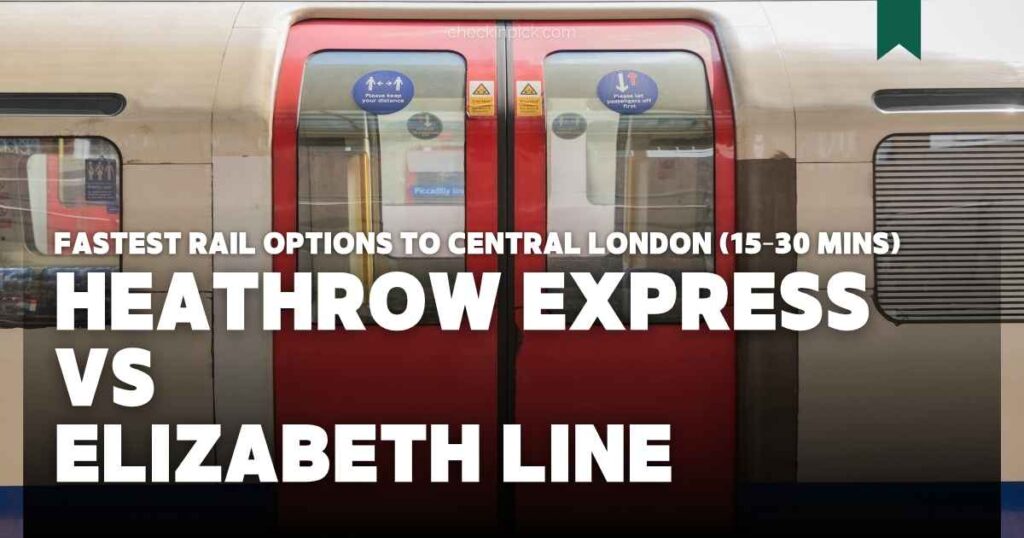An info graphic comparing Heathrow Express and Elizabeth Line train options