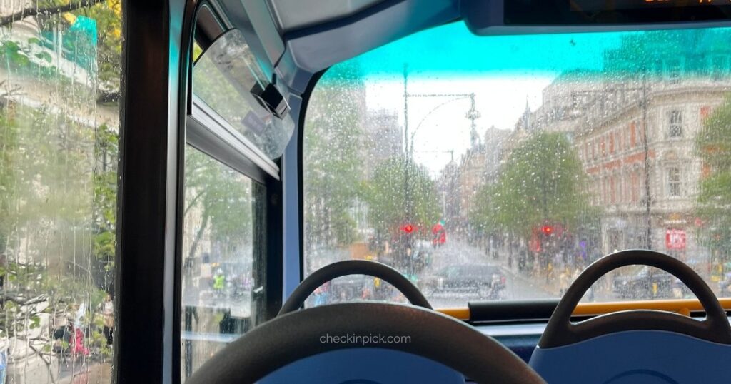 View from the upper deck of a London double decker bus