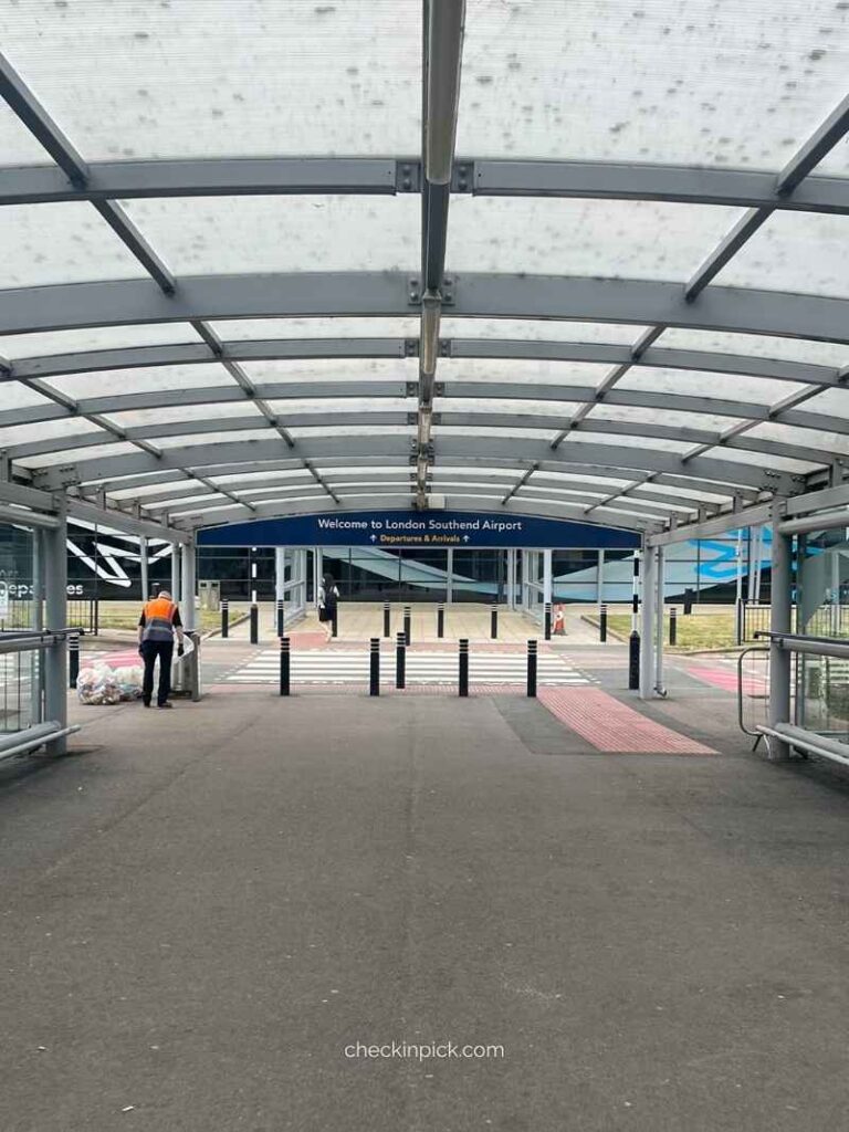 London Southend Airport SEN terminal exterior and passenger entrance