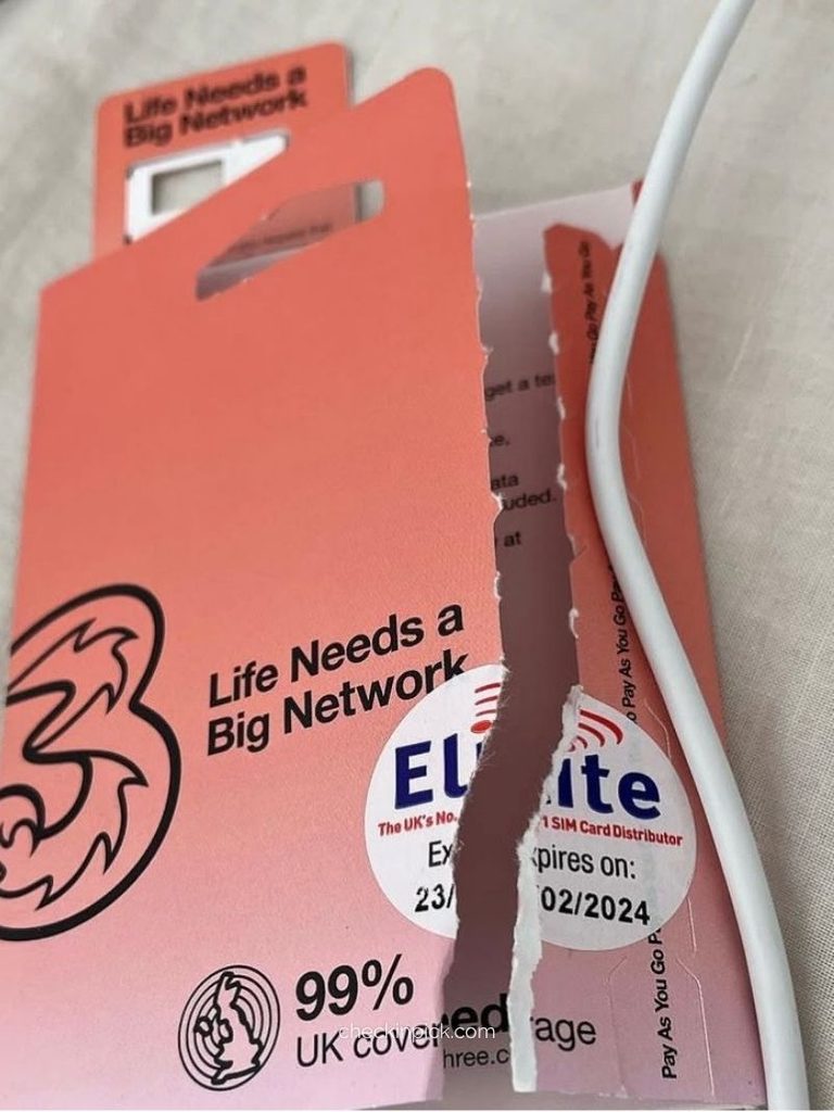 Three UK SIM card package for mobile phone service