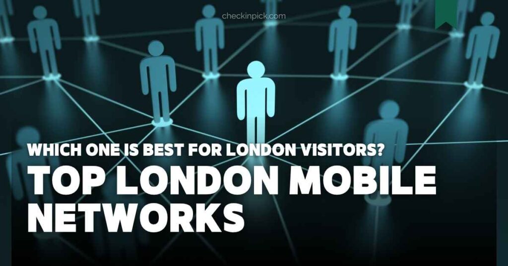 A guide graphic showing top UK mobile network and eSIM providers for tourists